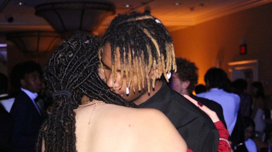 Zuhair Shaban (12) dances with his girlfriend, Desire Allen  (11) at prom.